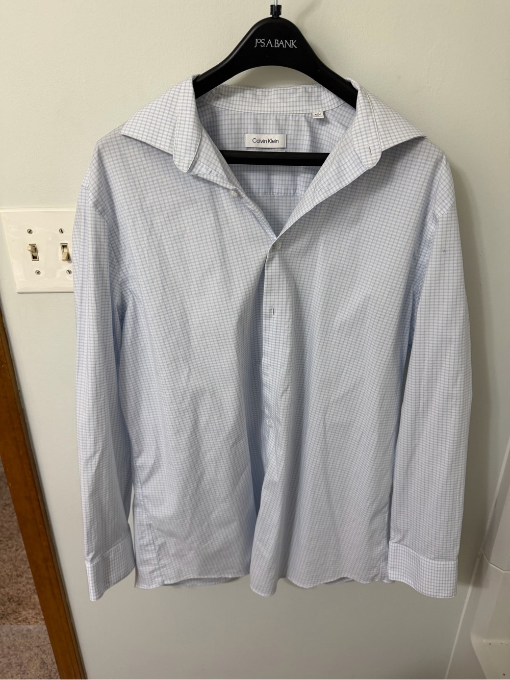 Calvin Klein Men's Pale Blue Micro-Check Dress Shirt